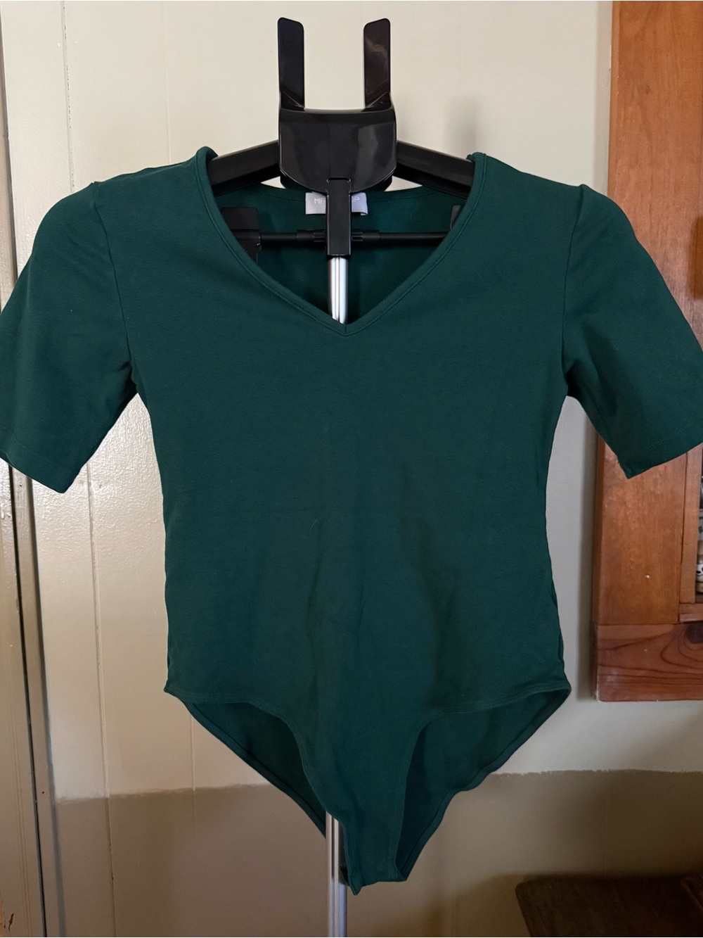 Mangopop Women's V-Neck Bodysuit in Deep Forest Green -S- Great Condition #95